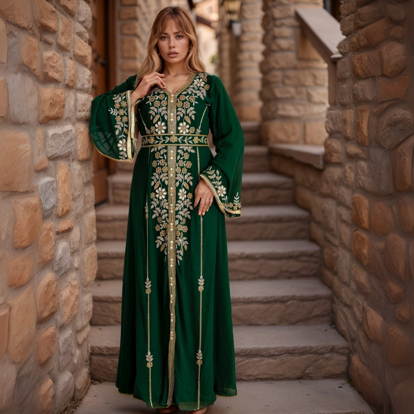 Emerald Majesty Moroccan Kaftan
