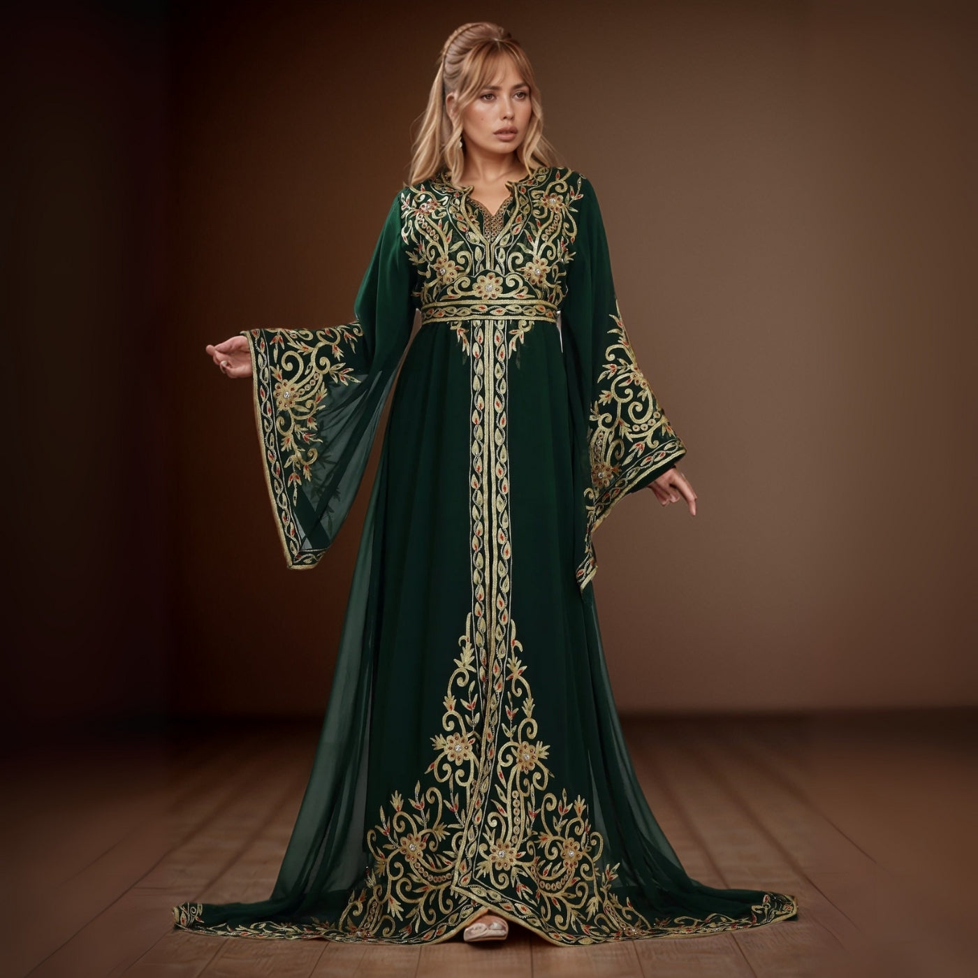Emerald Moroccan Kaftan Gown