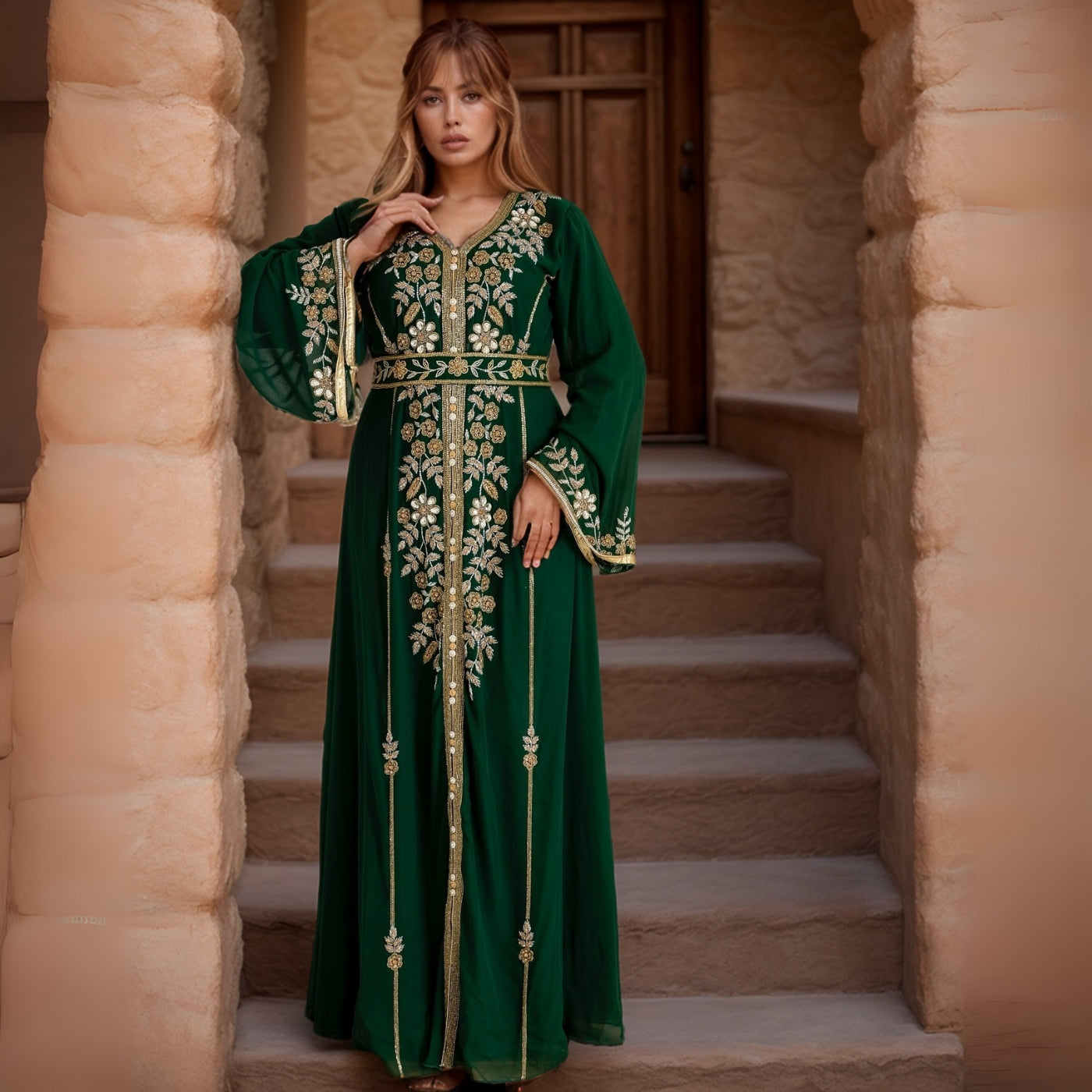 Emerald Majesty Moroccan Kaftan
