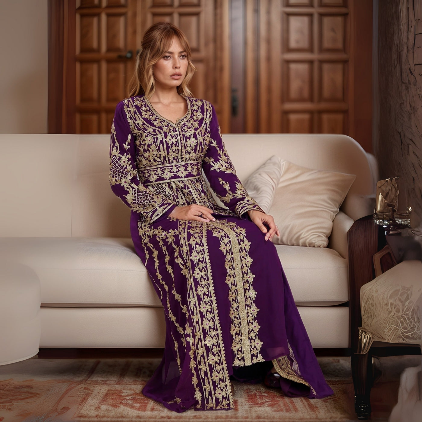 Moroccan Elegance Purple Kaftan
