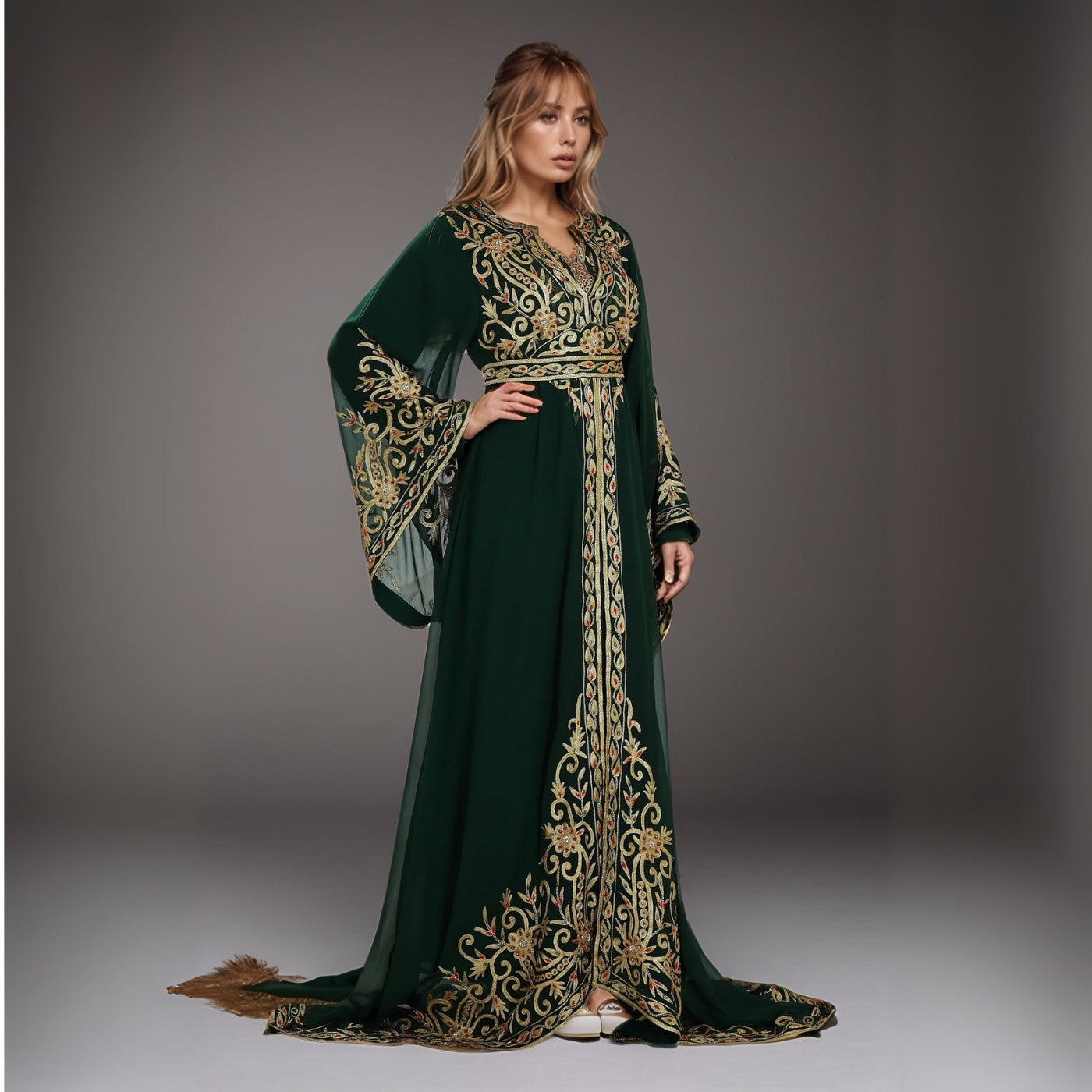 Emerald Moroccan Kaftan Gown