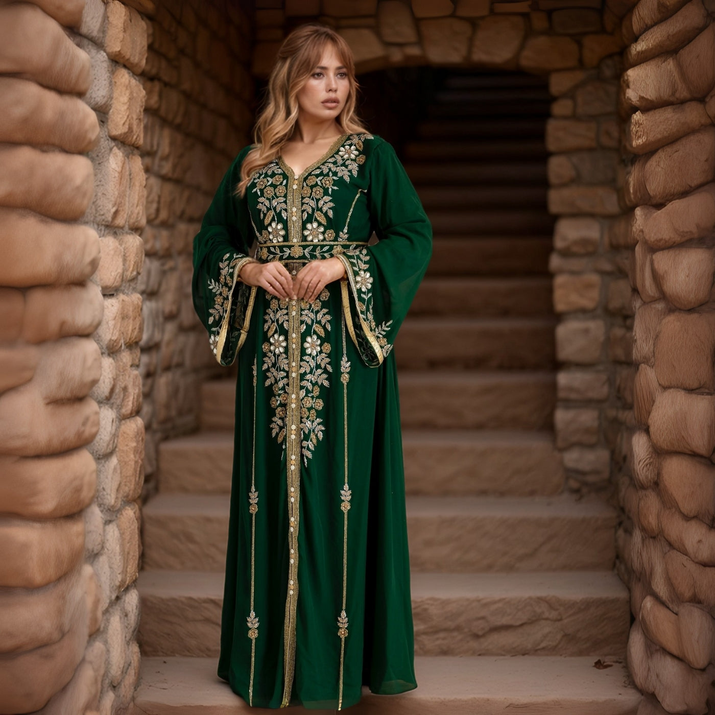 Emerald Majesty Moroccan Kaftan
