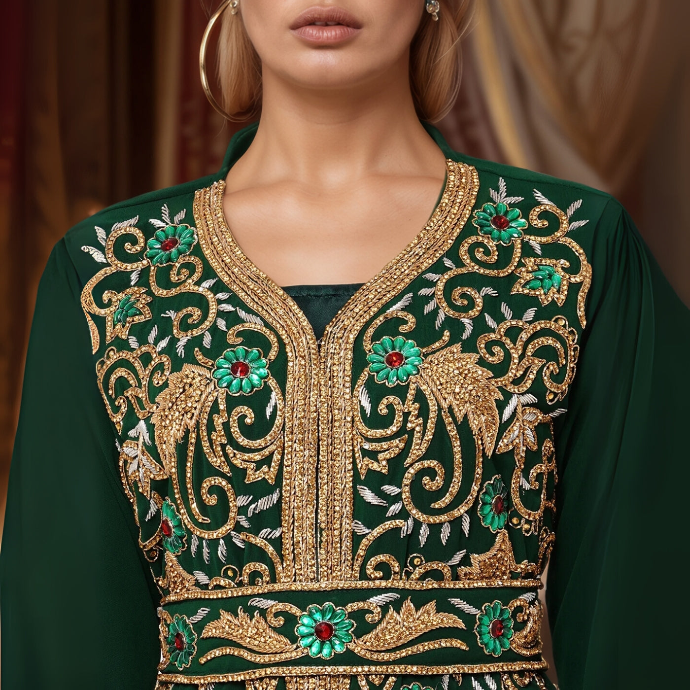 Emerald Elegance Kaftan