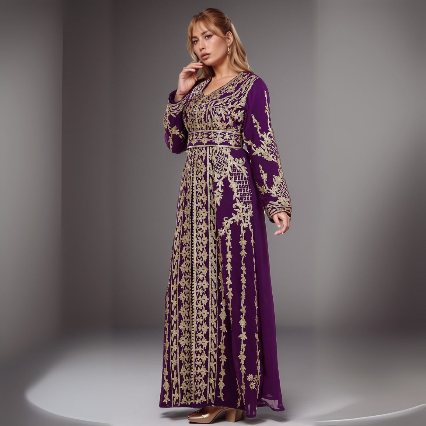 Moroccan Elegance Purple Kaftan