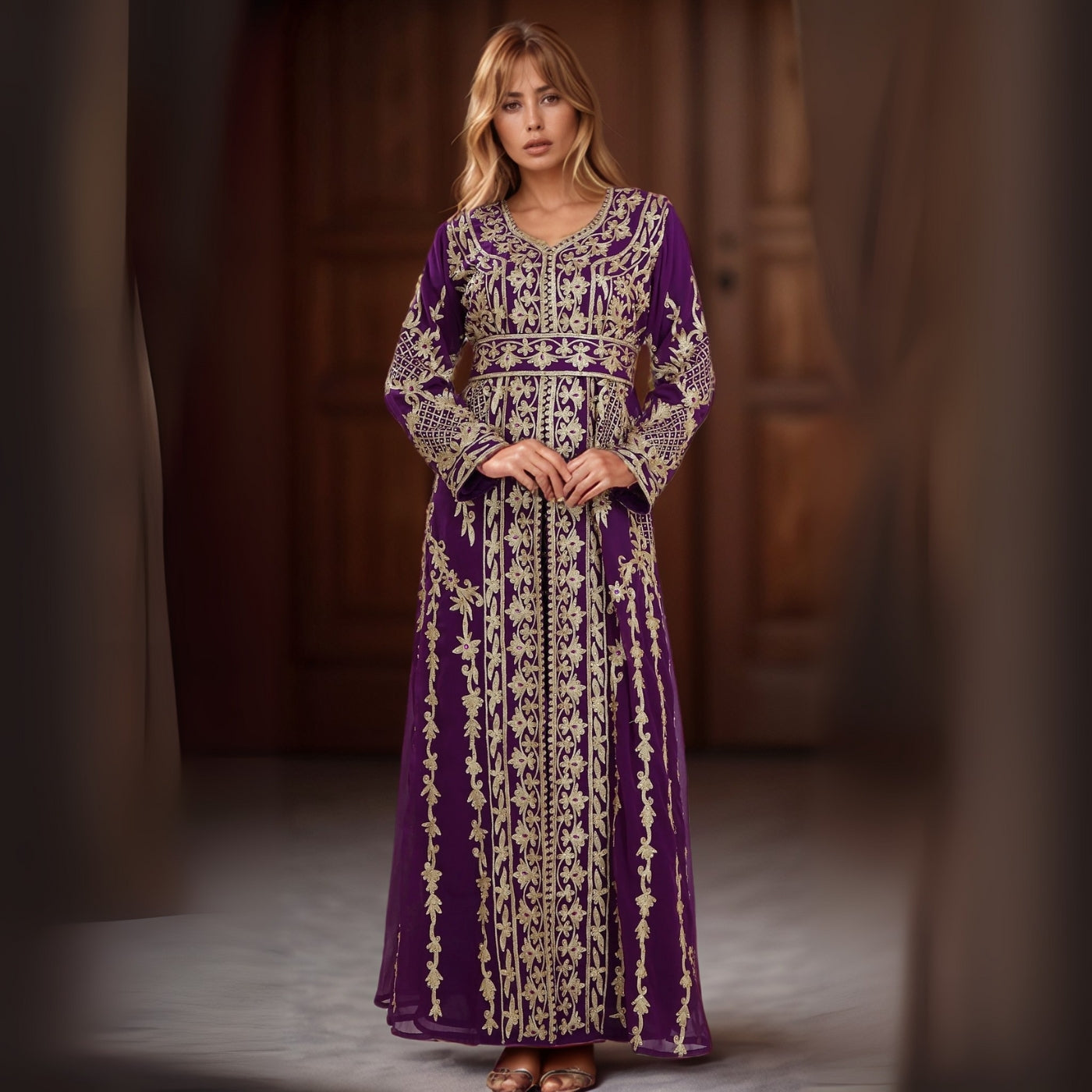 Moroccan Elegance Purple Kaftan