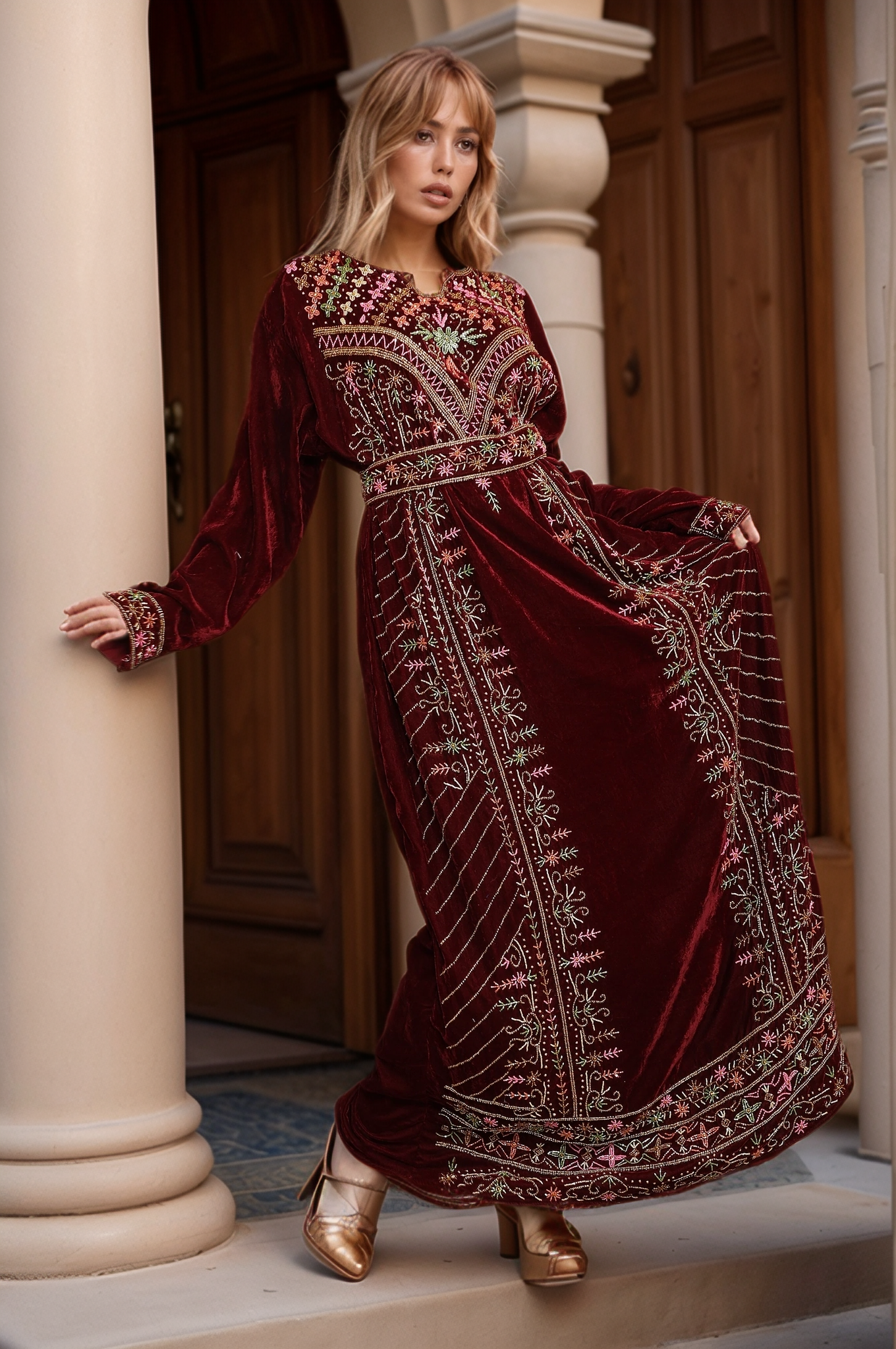 Palestinian Burgundy Velvet Thobe