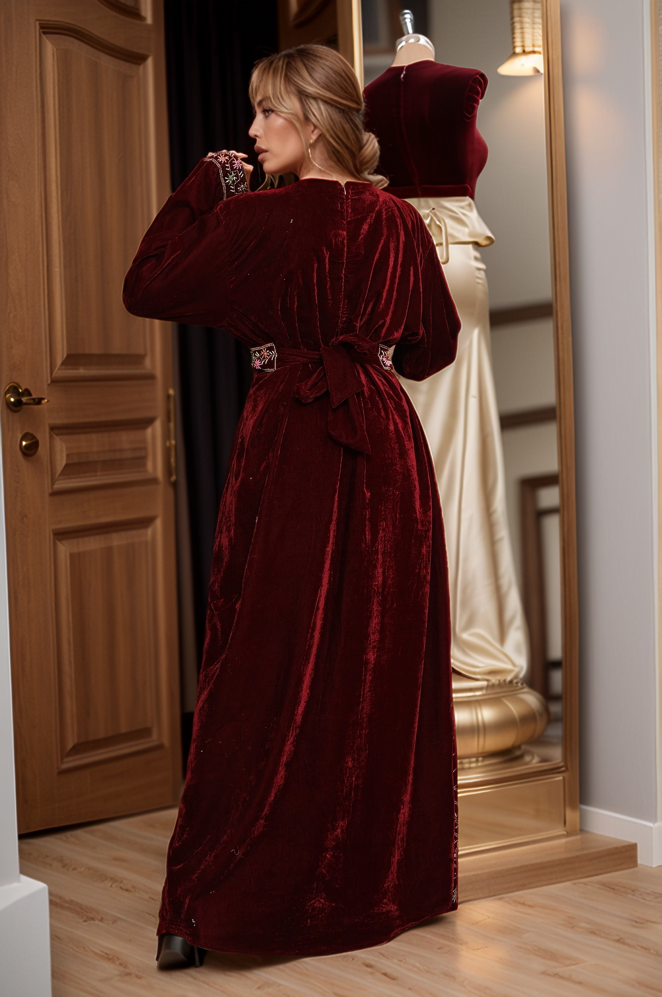 Palestinian Burgundy Velvet Thobe