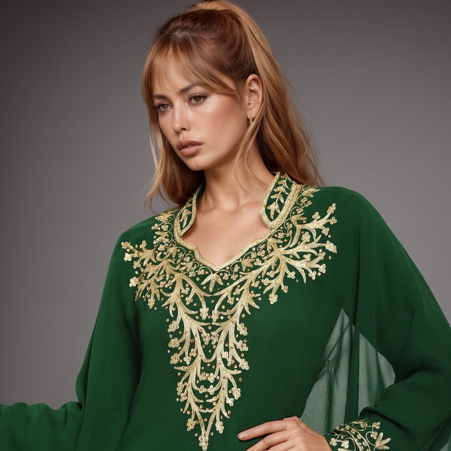 Emerald Elegance Kaftan Abaya