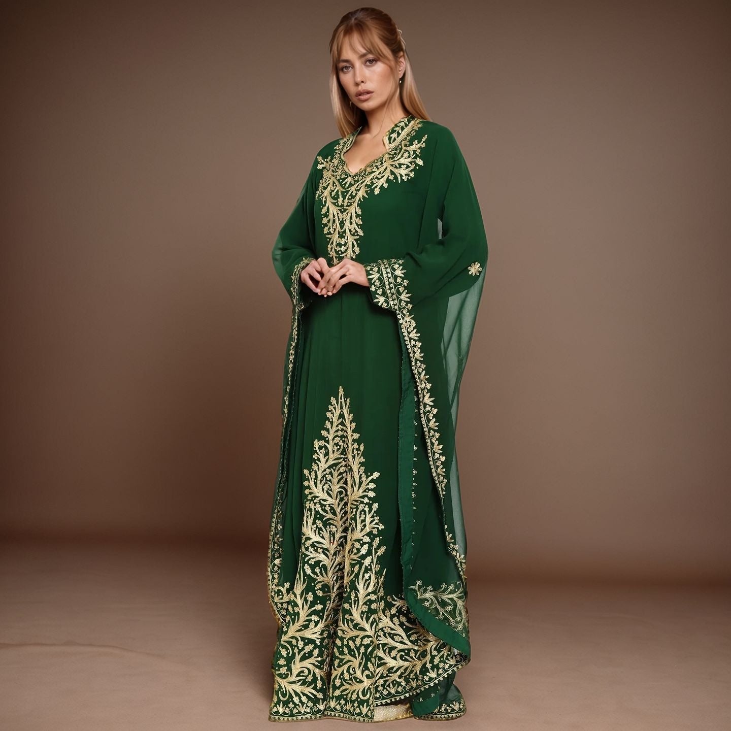 Emerald Elegance Kaftan Abaya