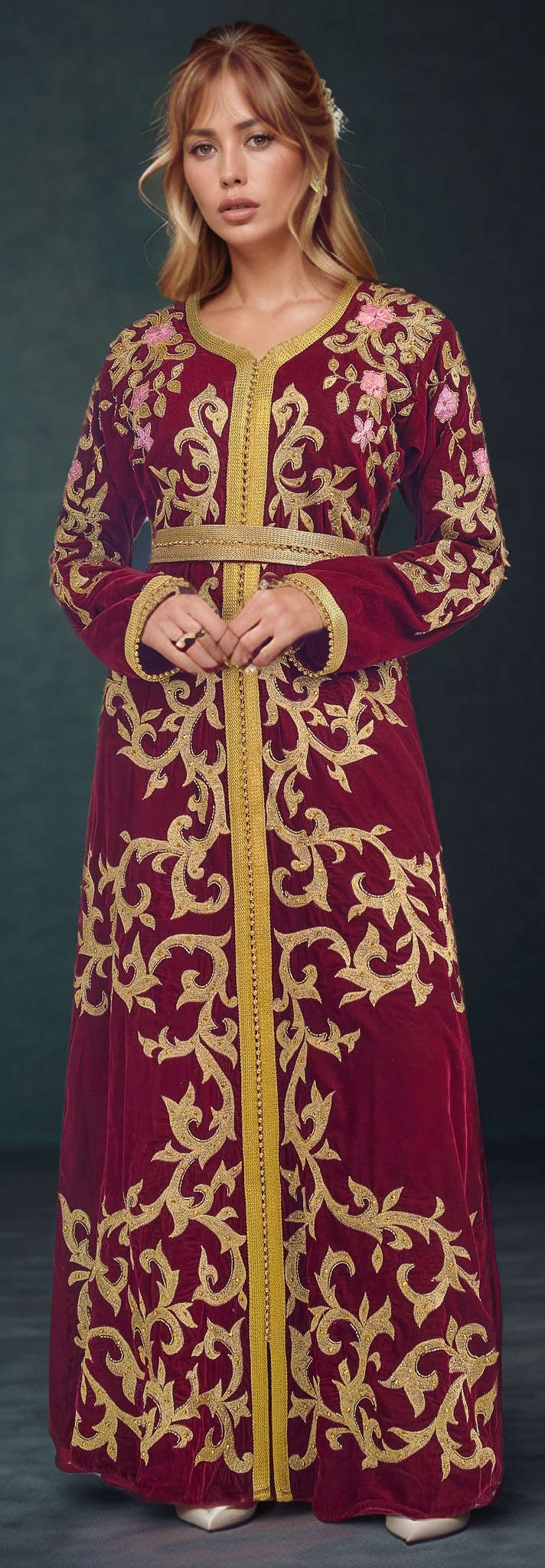 Regal Burgundy Moroccan Kaftan