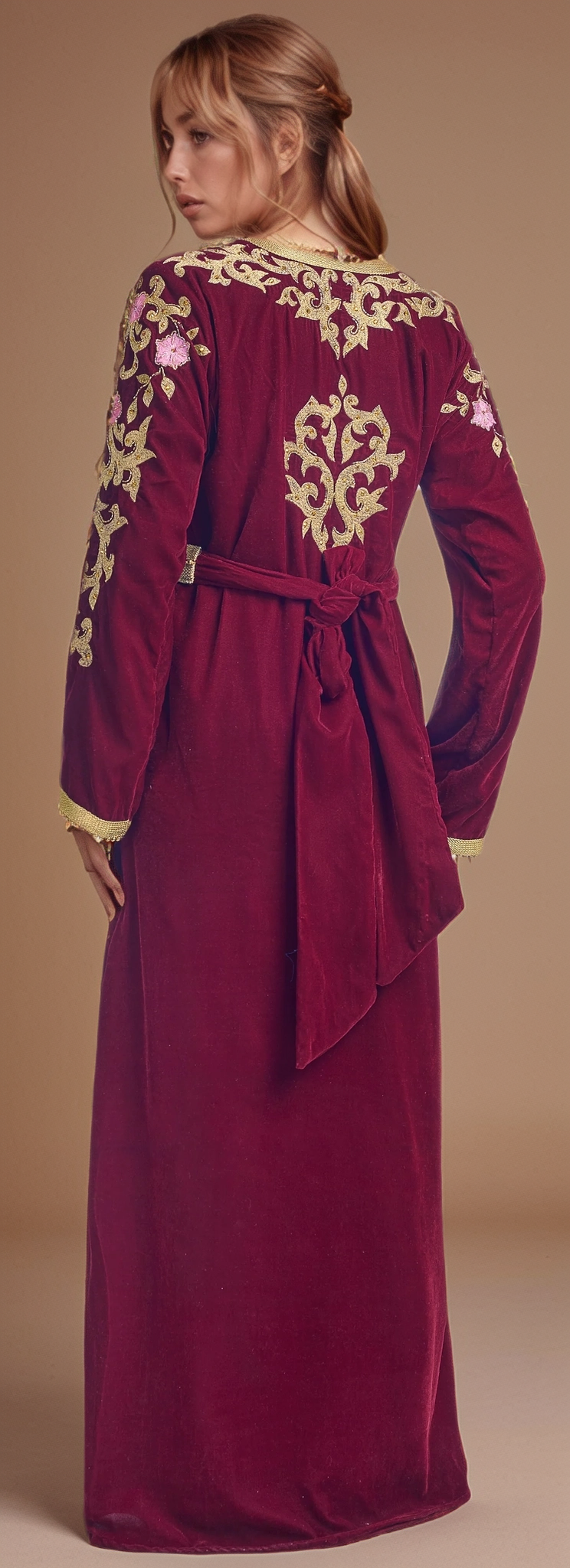 Regal Burgundy Moroccan Kaftan