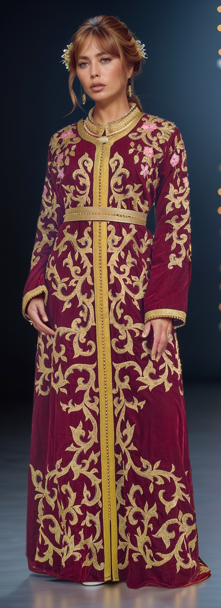 Regal Burgundy Moroccan Kaftan