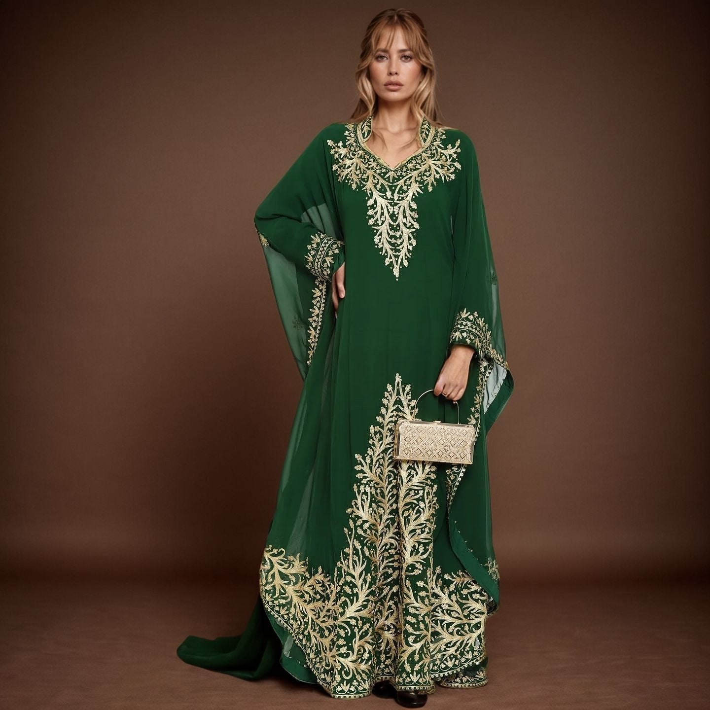 Emerald Elegance Kaftan Abaya