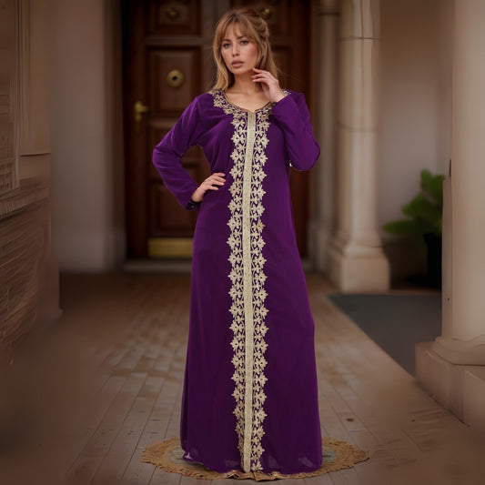 Moroccan Elegance Purple Kaftan