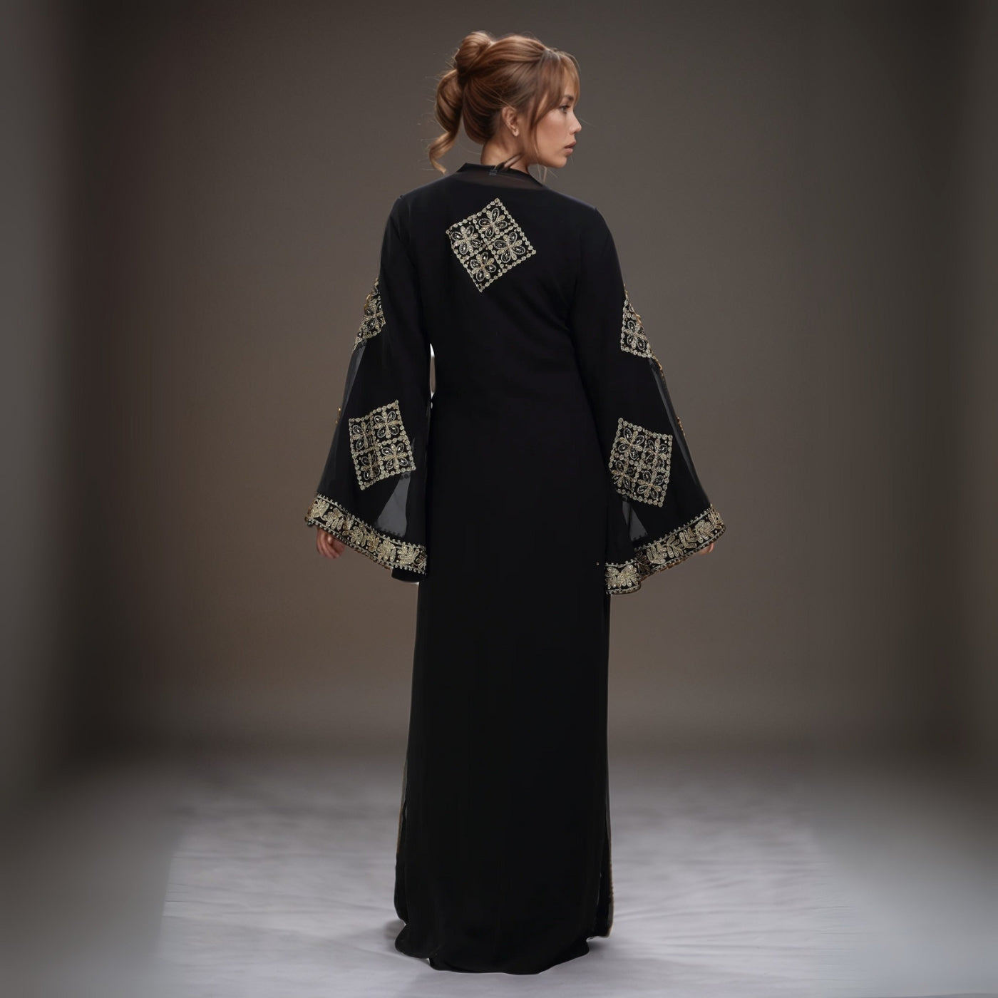 Luxurious Black Gold Embroidered Abaya