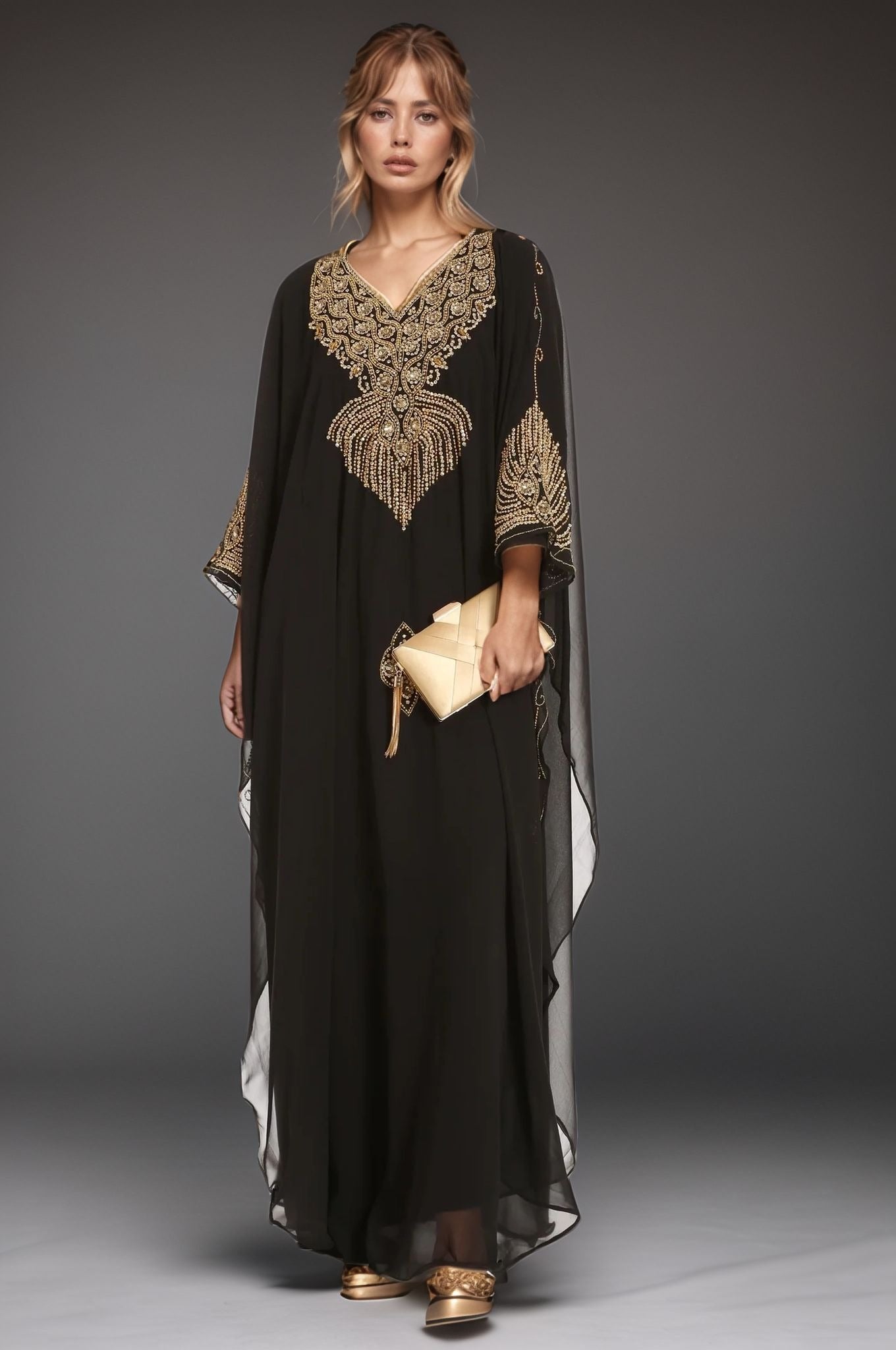 Opulent Black Gold Kaftan