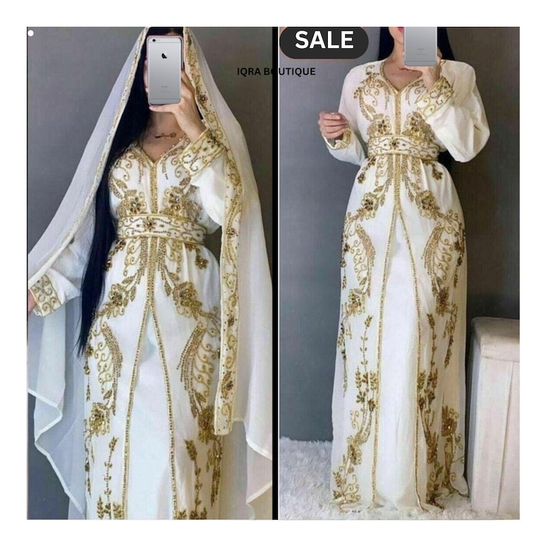 New white women kaftan Arabic dress