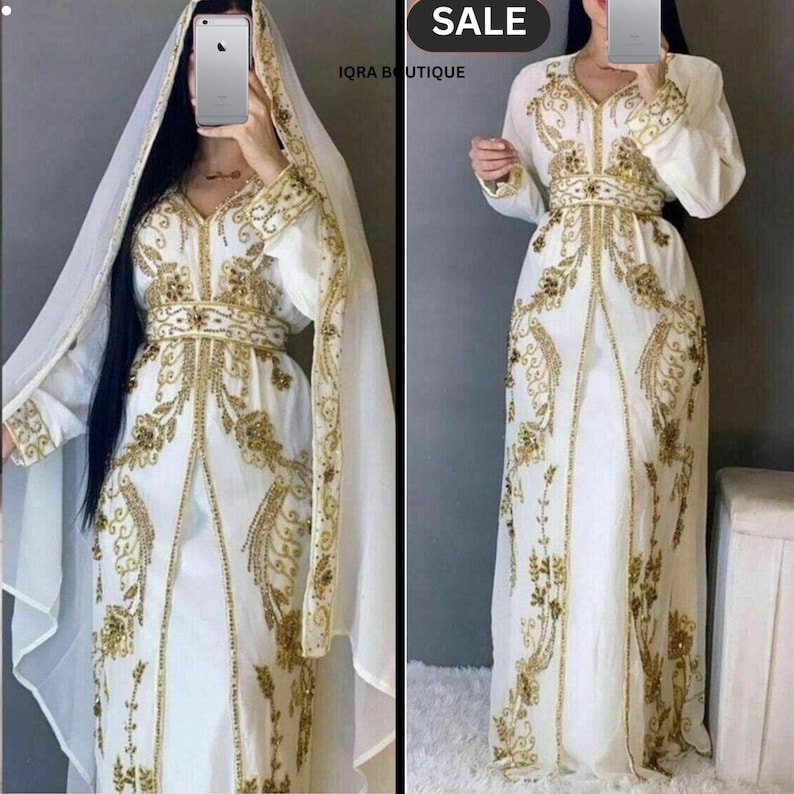 New white women kaftan Arabic dress